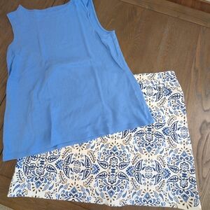 Croft & Barrow Blue and White Pencil Skirt Set
